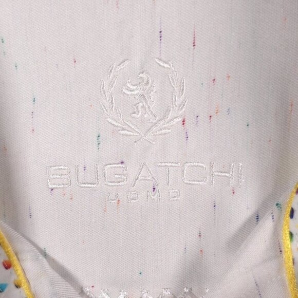 BUGATCHI UOMO Shaped Fit Rainbow Confetti Long Sleeve Button Up Shirt MEDIUM - Picture 6 of 15
